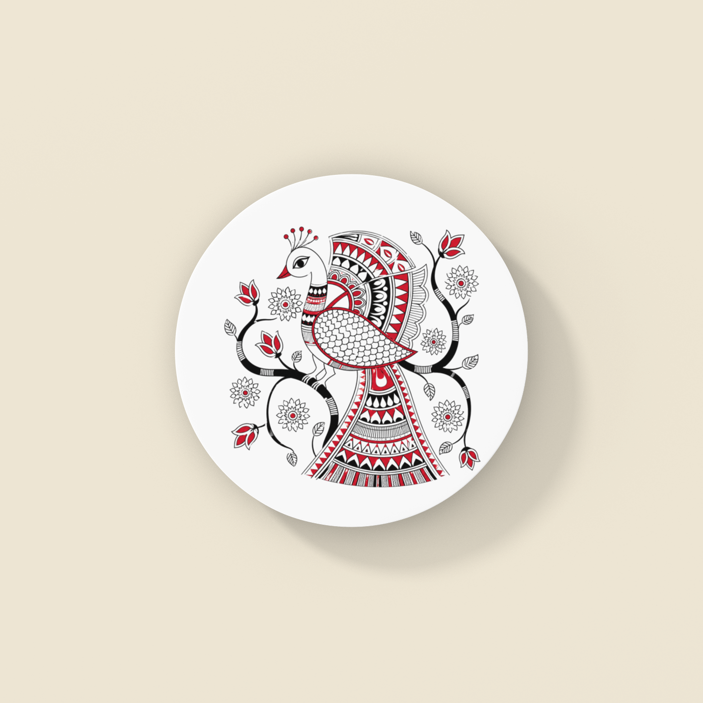Madhubani Peacock Coasters